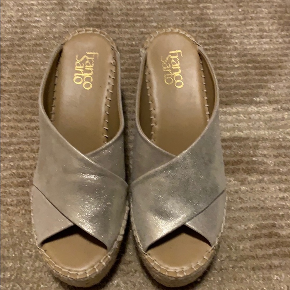 Franco Sarto slide on gold leather shoes